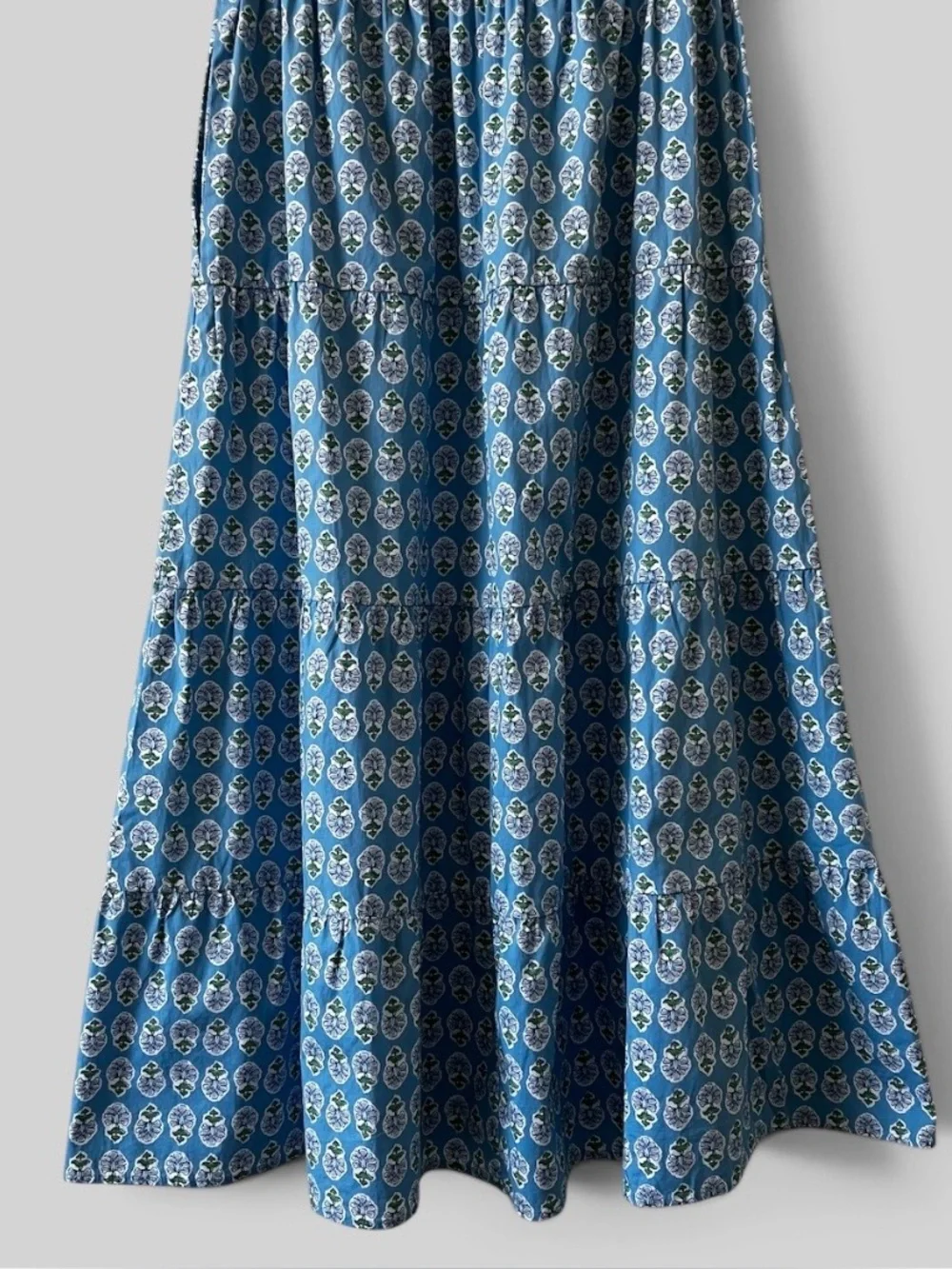NWT J.Crew Willa Tiered Midi Dress Mountain Bluebird Floral Blue Size 8